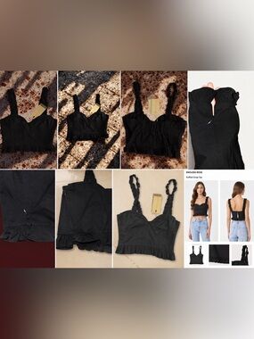 Endless Rose NWT | Black Ruffle Bustier Corset Crop Top Sweetheart w/ Zipper